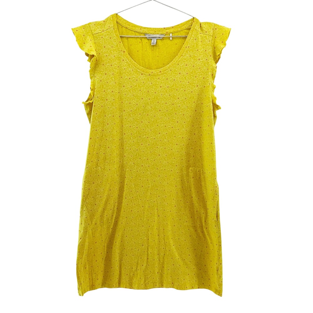 TOAD&CO Daisy Floral Jersey Shirt Dress • Medium • yellow • boho cottage Tencel